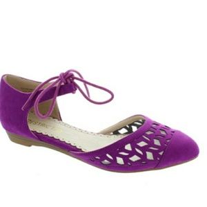 Purple flats that tie. Faux suede. size 8